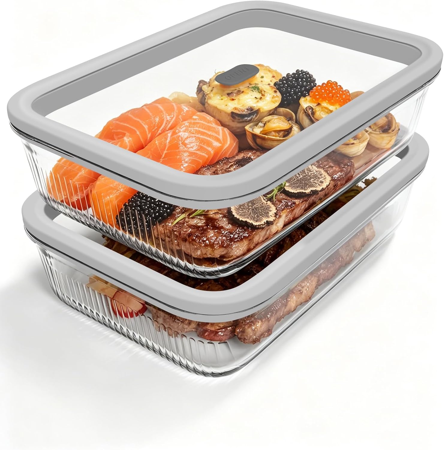 Meal Prep Freezer - 2 Paket Wadah Penyimpanan Makanan Kaca