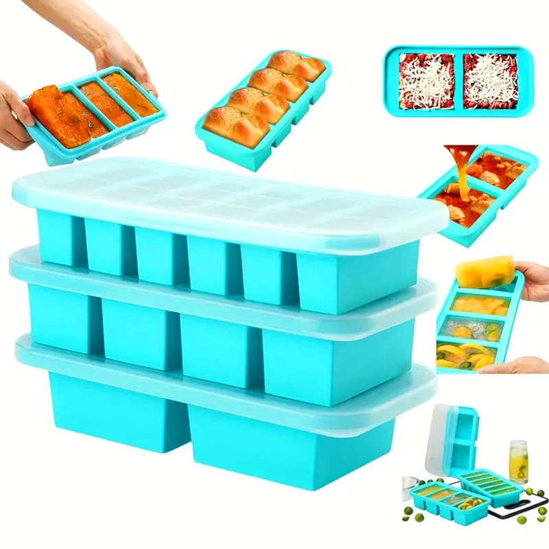 Meal Prep Template - Set Cetakan Beku Silikon, Termasuk 2,