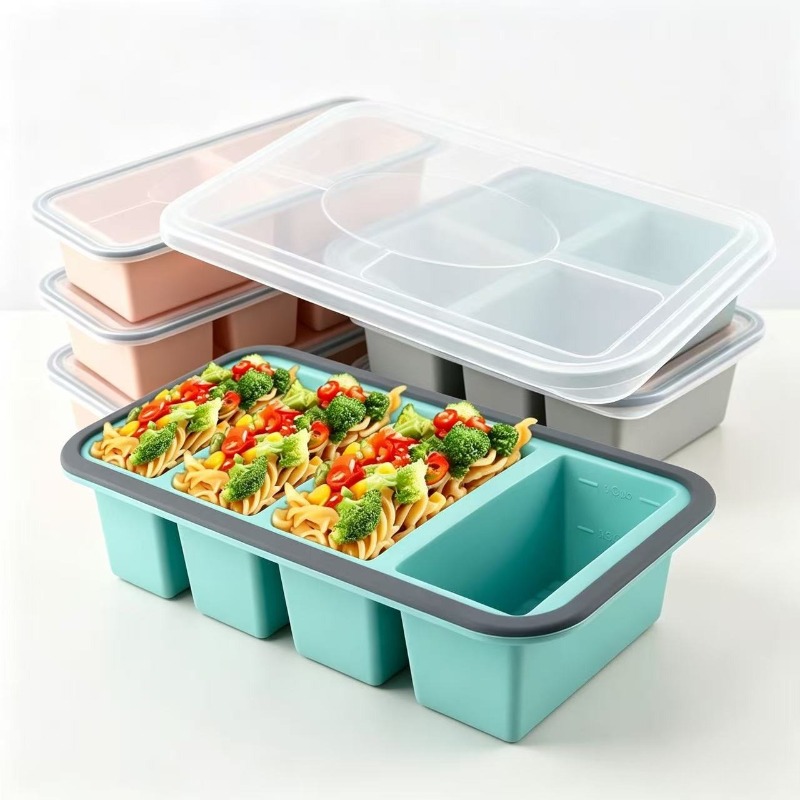 Meal Prep Freezer - Cetakan Es Silikon dengan Tutup, Wadah