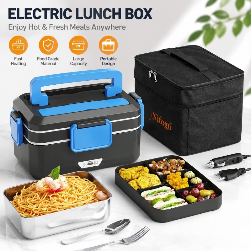Stainless Bento Box - Kotak Makan Listrik Pemanas Ganda Fungsi,