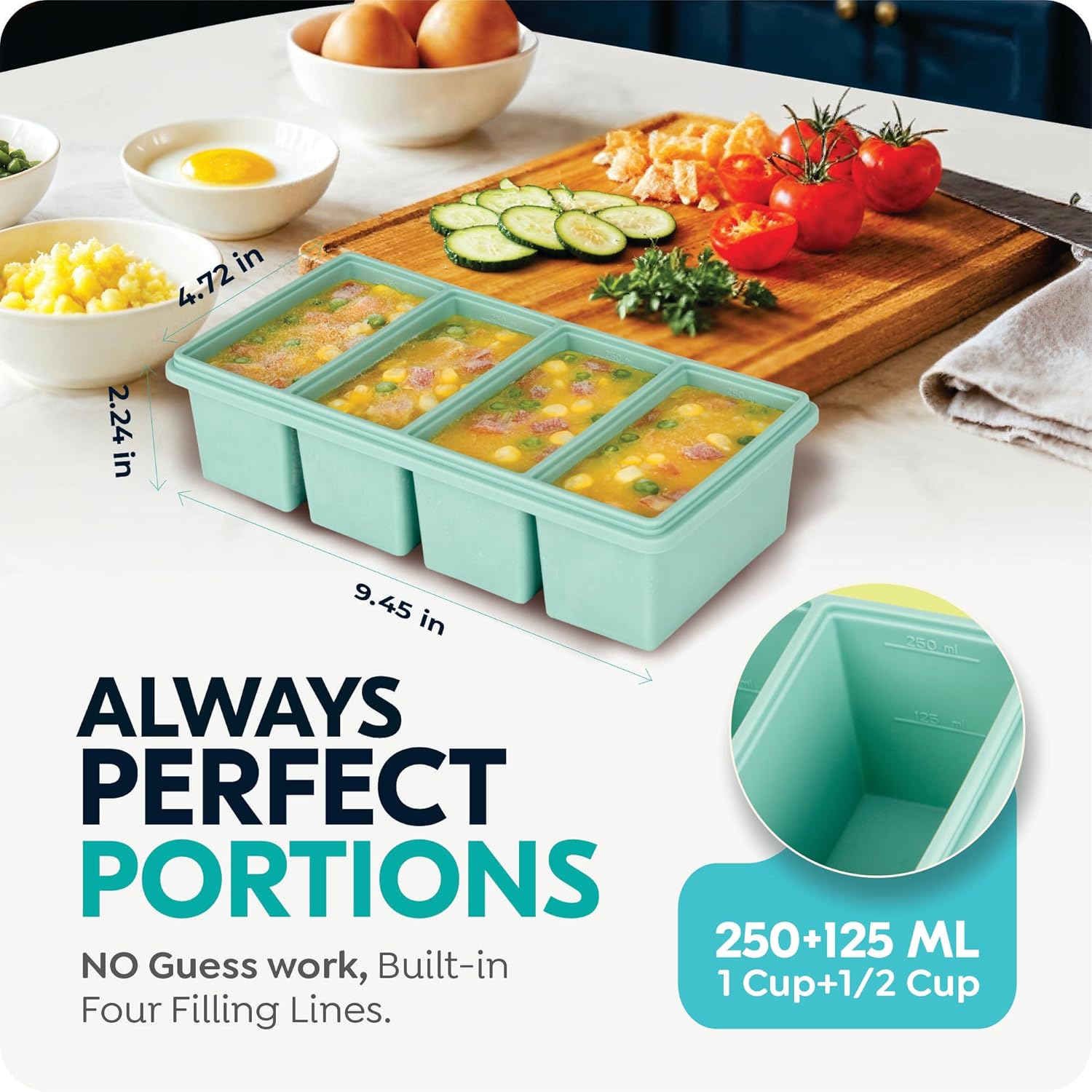 Cetakan Silikon 1000ML dengan  - Meal Prep Template ulasan dan harga