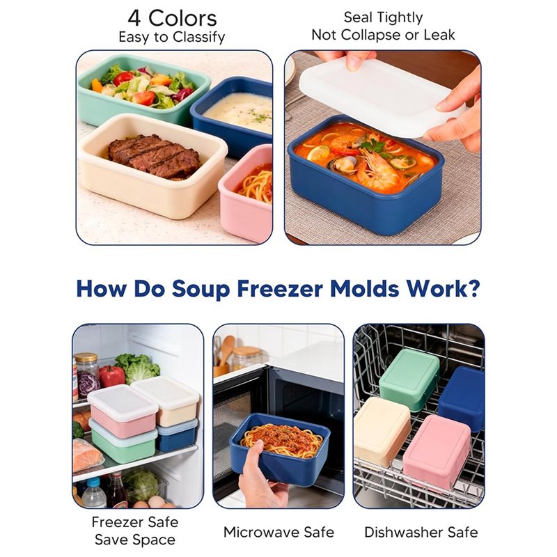 Cetakan Silikon AB33-4-Pack De - Meal Prep Freezer ulasan dan harga